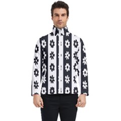 Black-and-white-flower-pattern-by-zebra-stripes-seamless-floral-for-printing-wall-textile-free-vecto Men s Bomber Jacket