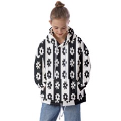 Black-and-white-flower-pattern-by-zebra-stripes-seamless-floral-for-printing-wall-textile-free-vecto Kids  Oversized Hoodie