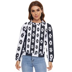 Black-and-white-flower-pattern-by-zebra-stripes-seamless-floral-for-printing-wall-textile-free-vecto Women s Long Sleeve Raglan Tee