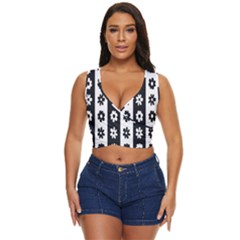 Black-and-white-flower-pattern-by-zebra-stripes-seamless-floral-for-printing-wall-textile-free-vecto Women s Sleeveless Wrap Top by nate14shop