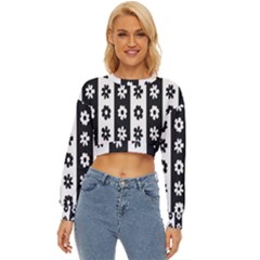 Black-and-white-flower-pattern-by-zebra-stripes-seamless-floral-for-printing-wall-textile-free-vecto Lightweight Long Sleeve Sweatshirt