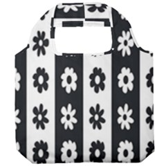 Black-and-white-flower-pattern-by-zebra-stripes-seamless-floral-for-printing-wall-textile-free-vecto Foldable Grocery Recycle Bag by nate14shop