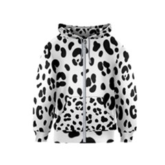 Blak-white-tiger-polkadot Kids  Zipper Hoodie