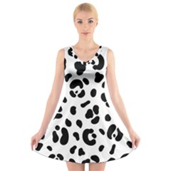 Blak-white-tiger-polkadot V-neck Sleeveless Dress by nate14shop