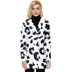 Blak-white-tiger-polkadot Button Up Hooded Coat 