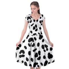 Blak-white-tiger-polkadot Cap Sleeve Wrap Front Dress