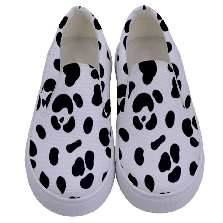 Blak-white-tiger-polkadot Kids  Canvas Slip Ons