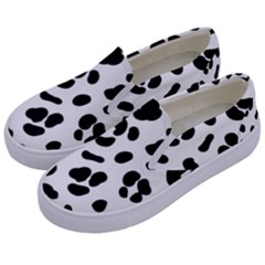 Blak-white-tiger-polkadot Kids  Canvas Slip Ons by nate14shop