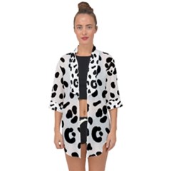 Blak-white-tiger-polkadot Open Front Chiffon Kimono by nate14shop