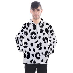 Blak-white-tiger-polkadot Men s Half Zip Pullover by nate14shop