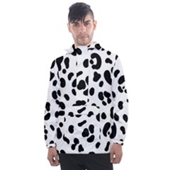 Blak-white-tiger-polkadot Men s Front Pocket Pullover Windbreaker by nate14shop