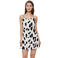 Blak-white-tiger-polkadot Short Frill Dress