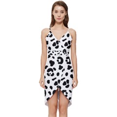 Blak-white-tiger-polkadot Wrap Frill Dress