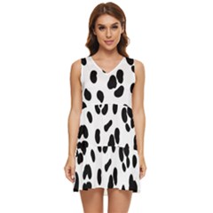 Blak-white-tiger-polkadot Tiered Sleeveless Mini Dress by nate14shop