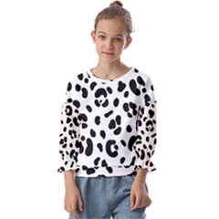 Blak-white-tiger-polkadot Kids  Cuff Sleeve Top