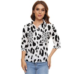 Blak-white-tiger-polkadot Women s Quarter Sleeve Pocket Shirt