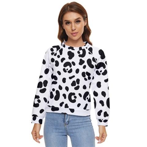 Blak-white-tiger-polkadot Women s Long Sleeve Raglan Tee by nate14shop