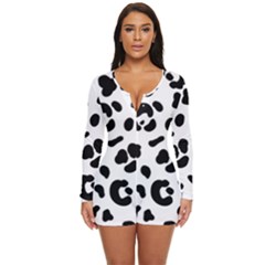 Blak-white-tiger-polkadot Long Sleeve Boyleg Swimsuit by nate14shop