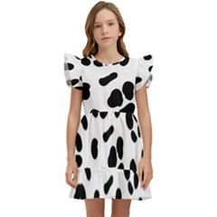 Blak-white-tiger-polkadot Kids  Winged Sleeve Dress