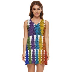 Christmas-002 Tiered Sleeveless Mini Dress