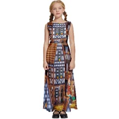 Christmas-motif Kids  Satin Sleeveless Maxi Dress