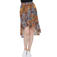 Christmas-motif Frill Hi Low Chiffon Skirt by nate14shop