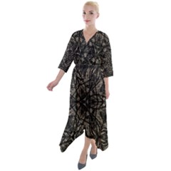 Cloth-002 Quarter Sleeve Wrap Front Maxi Dress by nate14shop