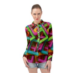 Construction-set Long Sleeve Chiffon Shirt