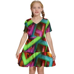 Construction-set Kids  Short Sleeve Tiered Mini Dress