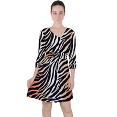 Cuts  Catton Tiger Quarter Sleeve Ruffle Waist Dress