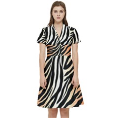 Cuts  Catton Tiger Short Sleeve Waist Detail Dress by nate14shop