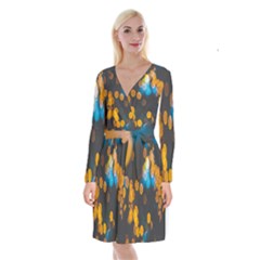 Desktop Long Sleeve Velvet Front Wrap Dress by nate14shop