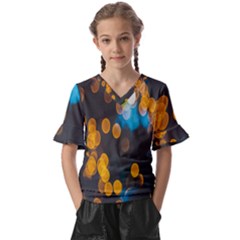 Desktop Kids  V-Neck Horn Sleeve Blouse