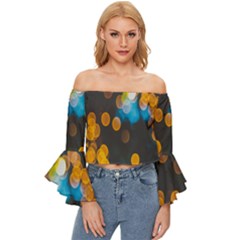 Desktop Off Shoulder Flutter Bell Sleeve Top