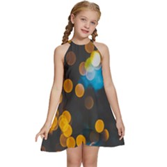 Desktop Kids  Halter Collar Waist Tie Chiffon Dress