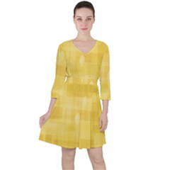 Digital-paper Quarter Sleeve Ruffle Waist Dress