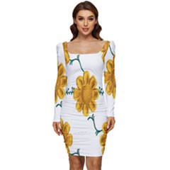 Easter Women Long Sleeve Ruched Stretch Jersey Dress by nate14shop