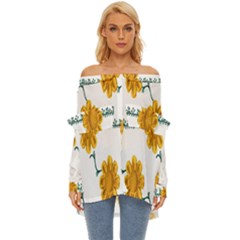 Easter Off Shoulder Chiffon Pocket Shirt