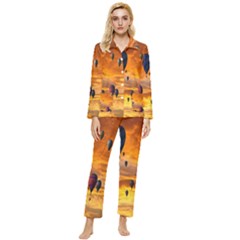 Emotions Womens  Long Sleeve Velvet Pocket Pajamas Set by nate14shop