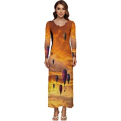 Emotions Long Sleeve Velour Longline Maxi Dress