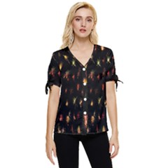 Fireworks- Bow Sleeve Button Up Top