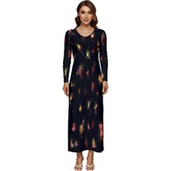 Fireworks- Long Sleeve Velour Longline Maxi Dress