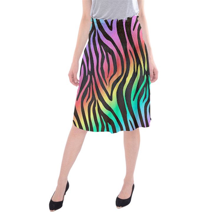 Rainbow Zebra Stripes Midi Beach Skirt