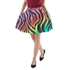 Rainbow Zebra Stripes A-line Pocket Skirt by nate14shop