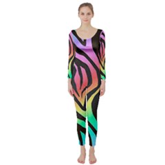 Rainbow Zebra Stripes Long Sleeve Catsuit by nate14shop