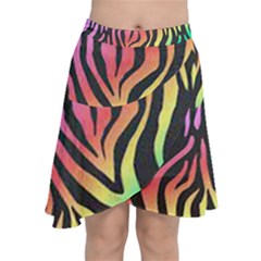 Rainbow Zebra Stripes Chiffon Wrap Front Skirt by nate14shop