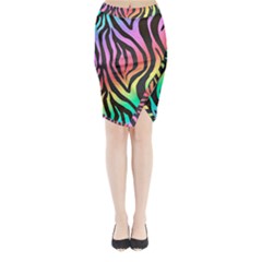 Rainbow Zebra Stripes Midi Wrap Pencil Skirt by nate14shop