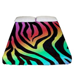 Rainbow Zebra Stripes Fitted Sheet (queen Size) by nate14shop