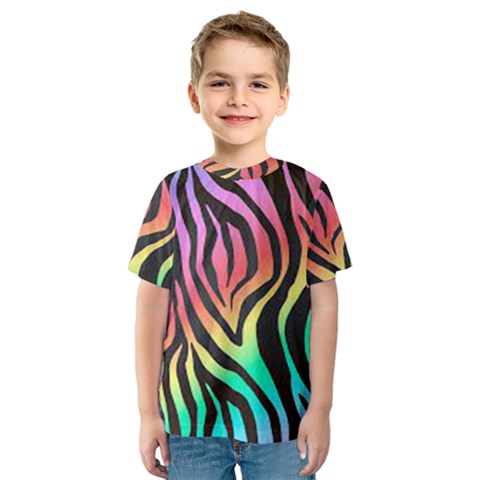 Rainbow Zebra Stripes Kids  Sport Mesh Tee by nate14shop