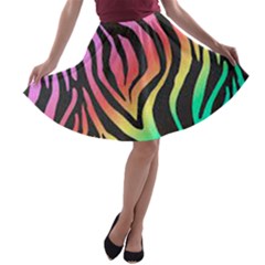 Rainbow Zebra Stripes A-line Skater Skirt by nate14shop